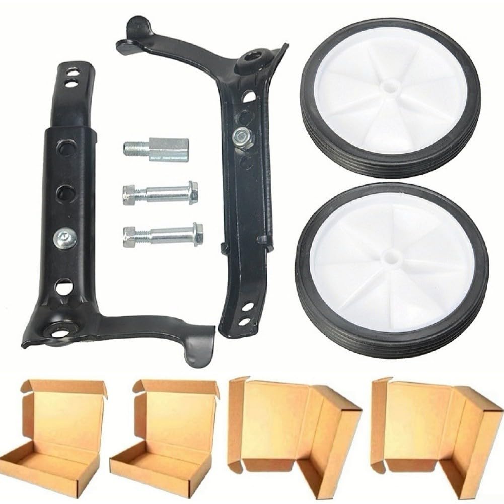 Bicycle Training Wheels, Adjustable Height Stabilizers for 16/18/20/22/24 Inch Kids Bikes, Plastic and Iron Support Set for Children Learning to Ride Safely(black)