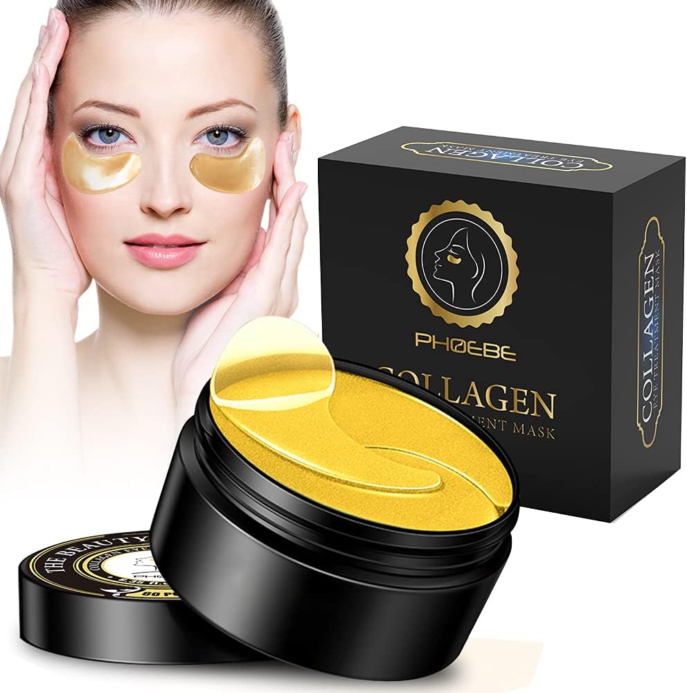 PHOEBE Under Eye Patches, 24K Gold Under Eye mask Bags Treatment Mask,Under Eye Mask Reduces Dark Circles,Eye Mask for Puffy Eyes,Under Eye Gel Patches Anti-Aging 30Pairs