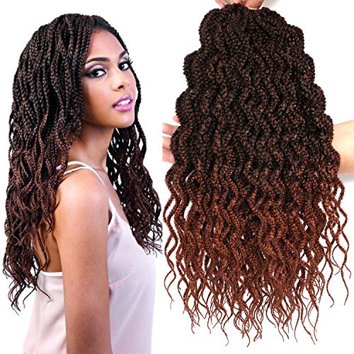 9 Bundles 18 Inch Wavy Box Braids Crochet Hair Deep Wavy Box Braids Crochet Braids with Curly Ends (#T30)