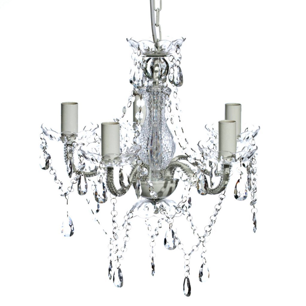vidaXL Chandelier 5 Bulbs Living Dining Room Bedroom Office Artificial Crystal Glass Ceiling Light Hanging Lighting Fixture Transparent