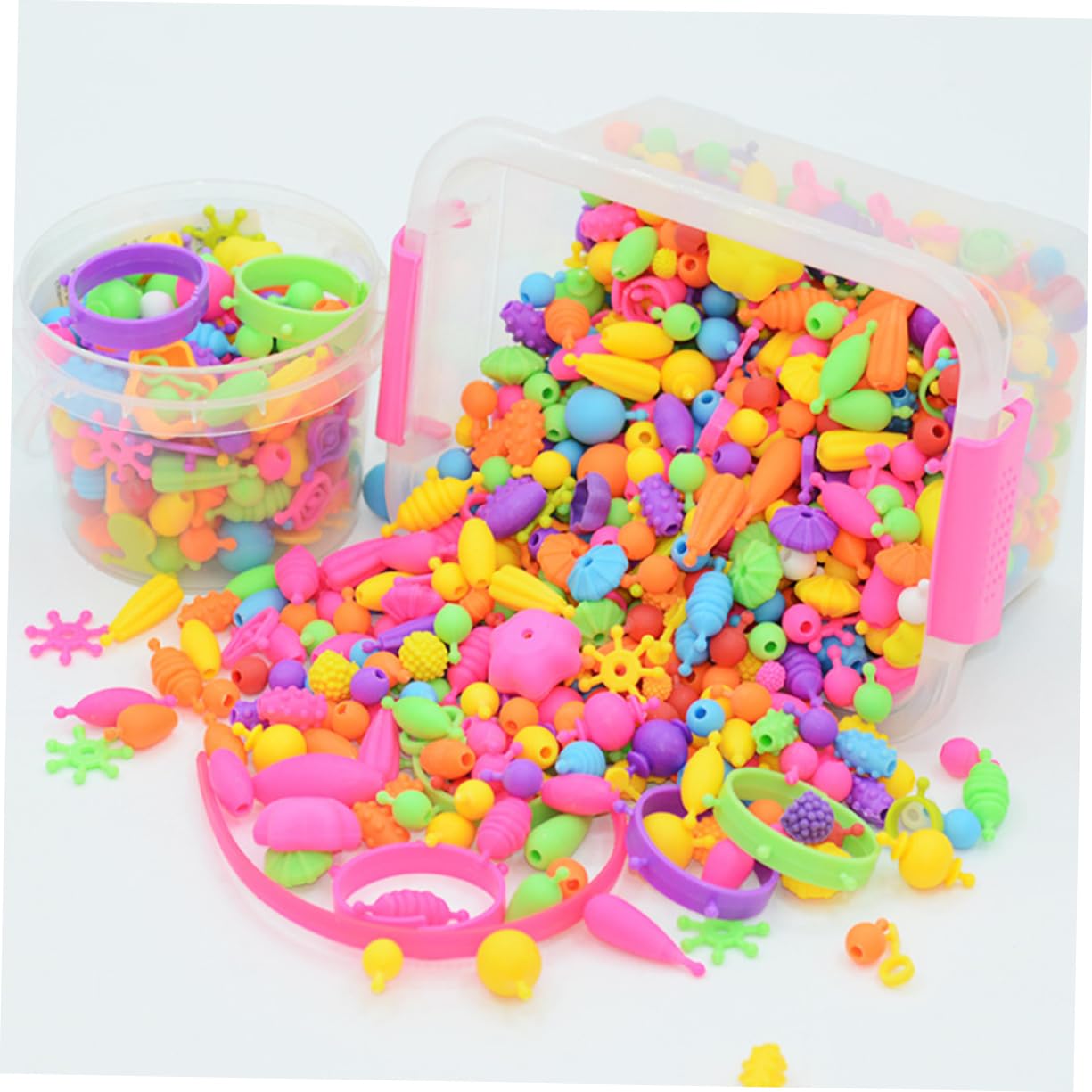 Abaodam Kit de Cuentas de Plástico DIY para Pulseras Infantiles, 1 Caja