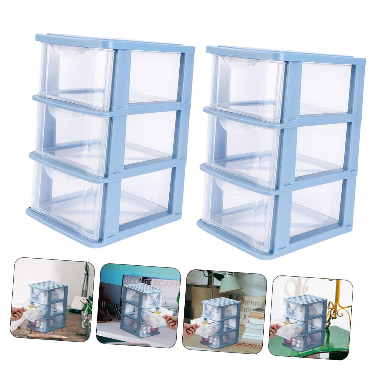 NOLITOY 2 Stück Teiliges Aufbewahrungsbox Transparentes Mehrschichtiges Schubladensystem für Make Up Schuhe und Bürozubehör Platzsparende Organizerbox für Studentenbedarf und Kleinteile