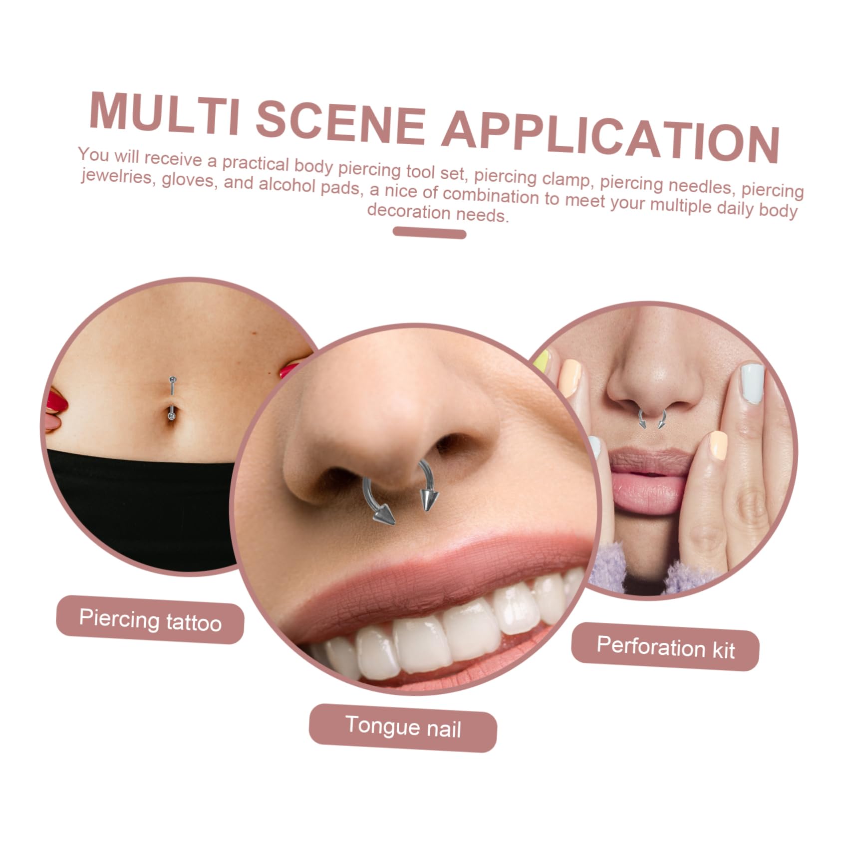 Healeved 5juegos Anillos y De Inoxidable Para Piercing De Nariz Labios y Orejas Kit De Joyería Corporal Hipoalergénico y Delicado Para Uso Diario