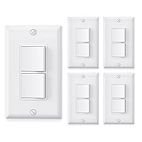 Vista 21 de AIDA - Interruptor de luz basculante decorativo de un solo polo con doble palanca, interruptores de luz eléctricos autoaterrados de 15 amperios