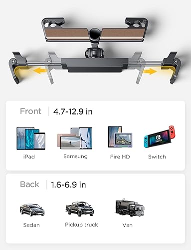 Miniatura 5 de LISEN Soporte para tablet iPad para reposacabezas de coche, soporte para iPad para asiento trasero, accesorios de viaje, esenciales para viajes