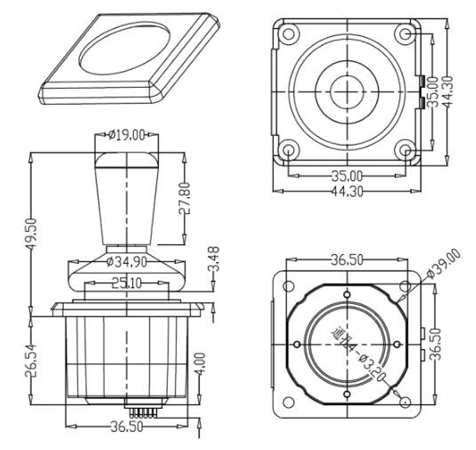 POAHNCU Manette Joystick, Contrôleur Industriel À Deux Axes SMC31B Avec Micro-pouce,pour le générateur d'images(DC5V output 1-4v)