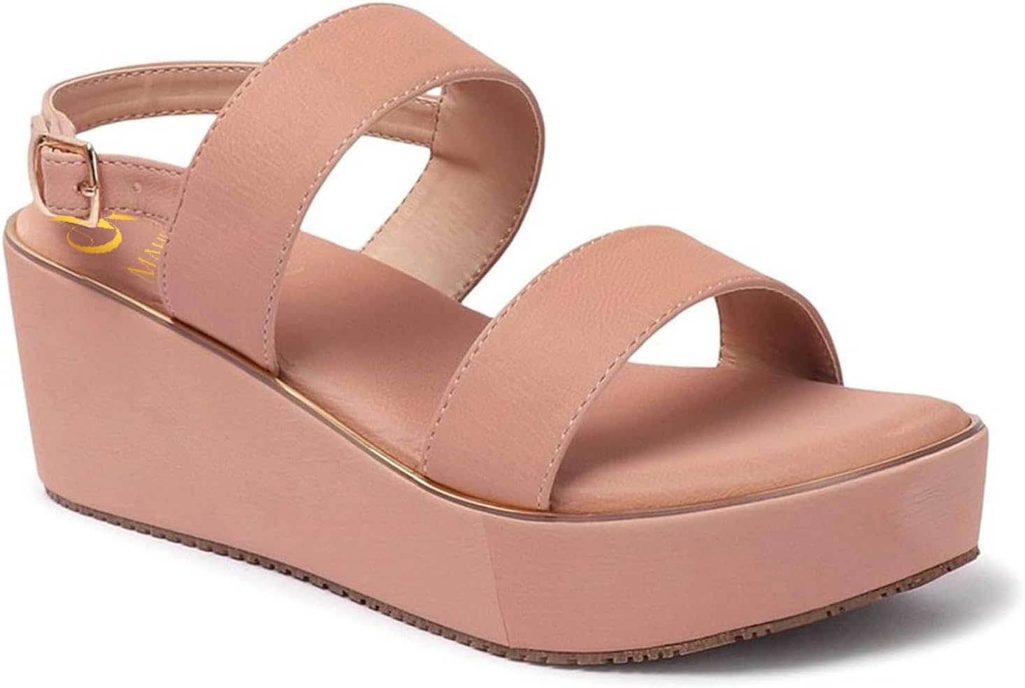 Women Stylish Platform Heels Sandals| Gorgeous Mid-top Ankle & Open Back High Heels Ladies Sandal | Footwear for Women & Girls (Peach)
