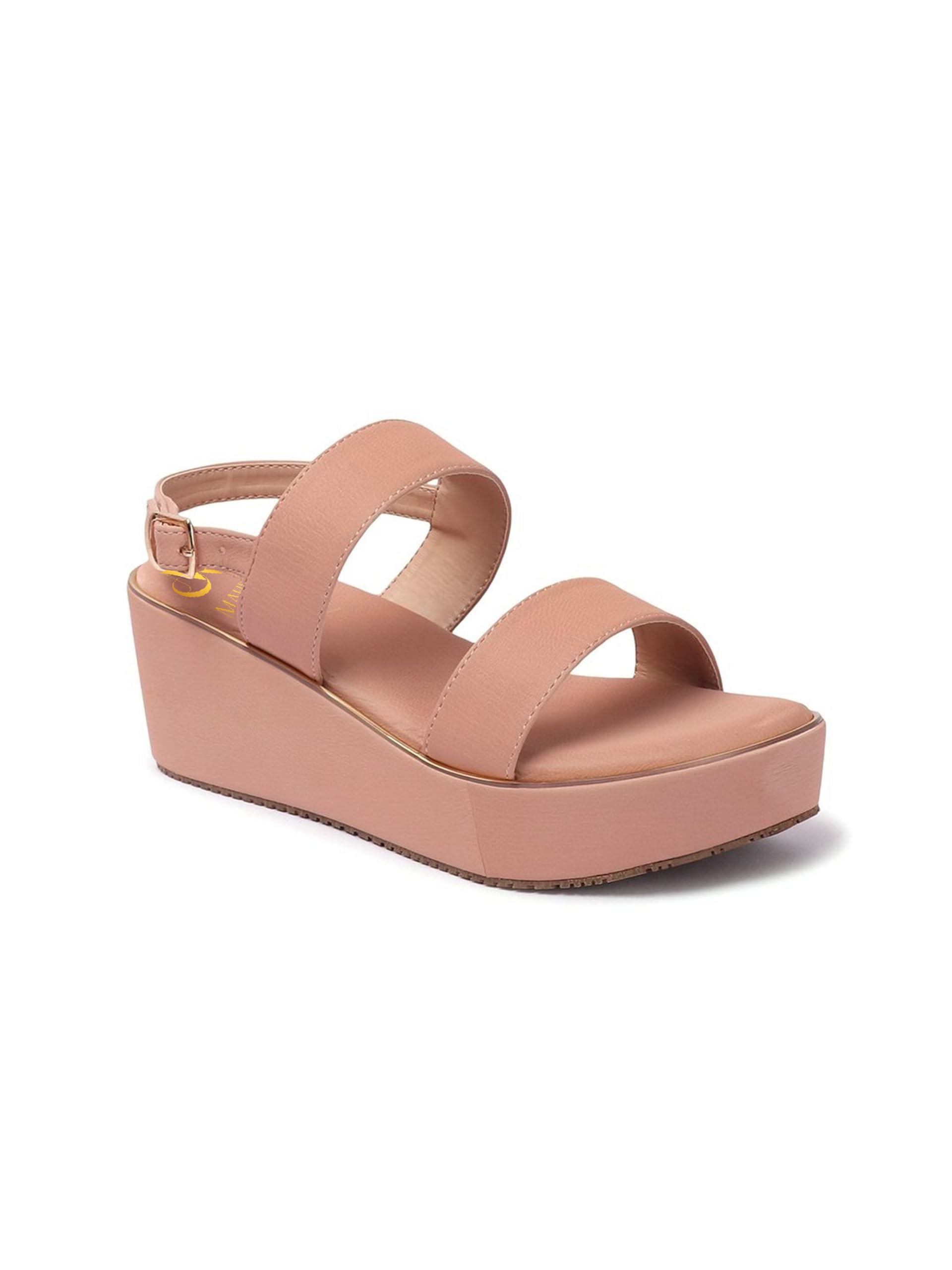 Women Stylish Platform Heels Sandals| Gorgeous Mid-top Ankle & Open Back High Heels Ladies Sandal | Footwear for Women & Girls (Peach)-picture-27
