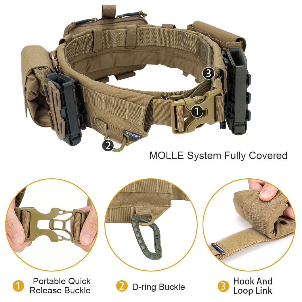 IDOGEAR Taktischer Gürtel Kampfgürtel Militär Molle Rigger Kampfgürtel mit Verstellbarem Innen- und Außengurtset