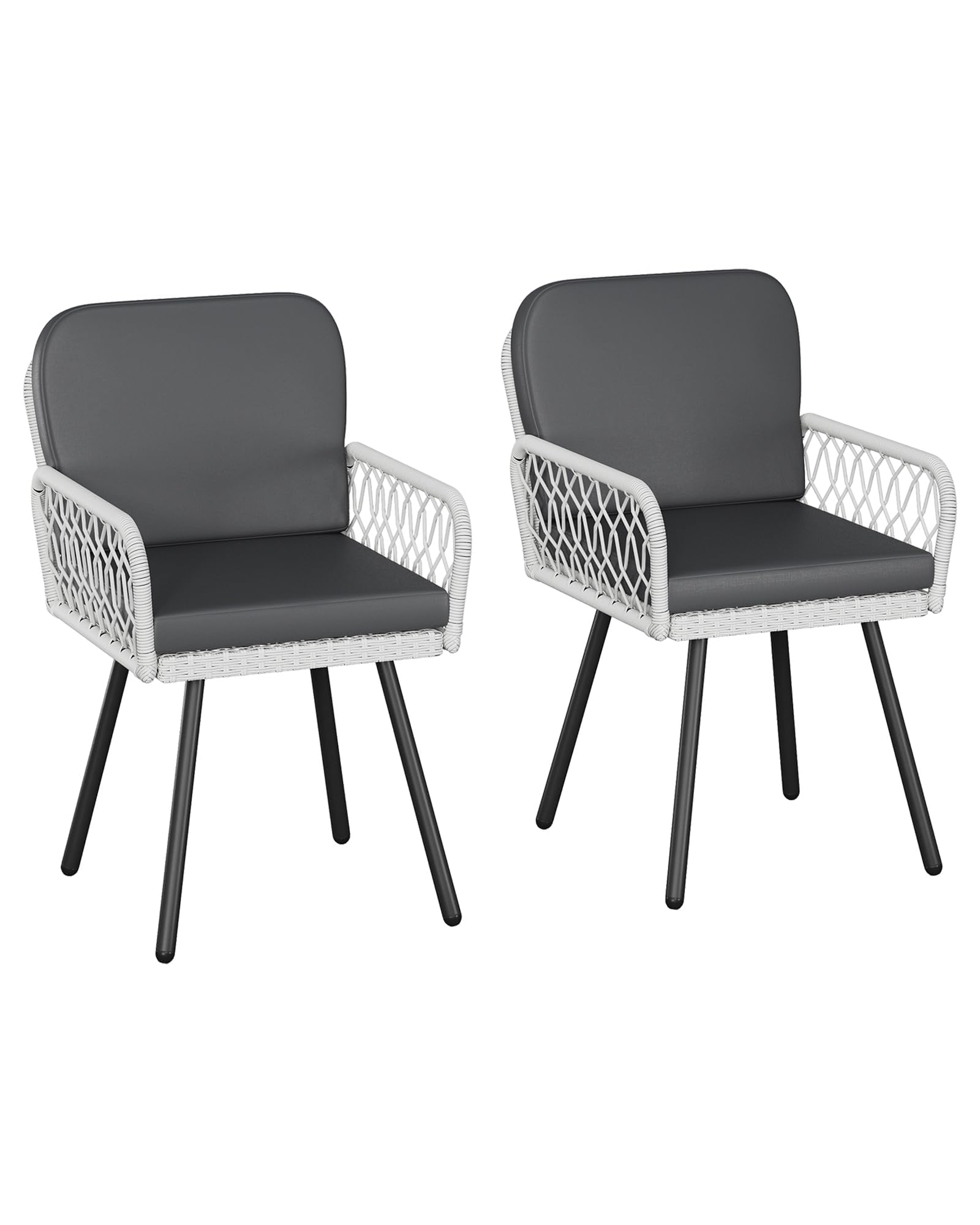 Chaises de jardin en rotin fait main Garvee, mobilier en métal et assise haut de gamme