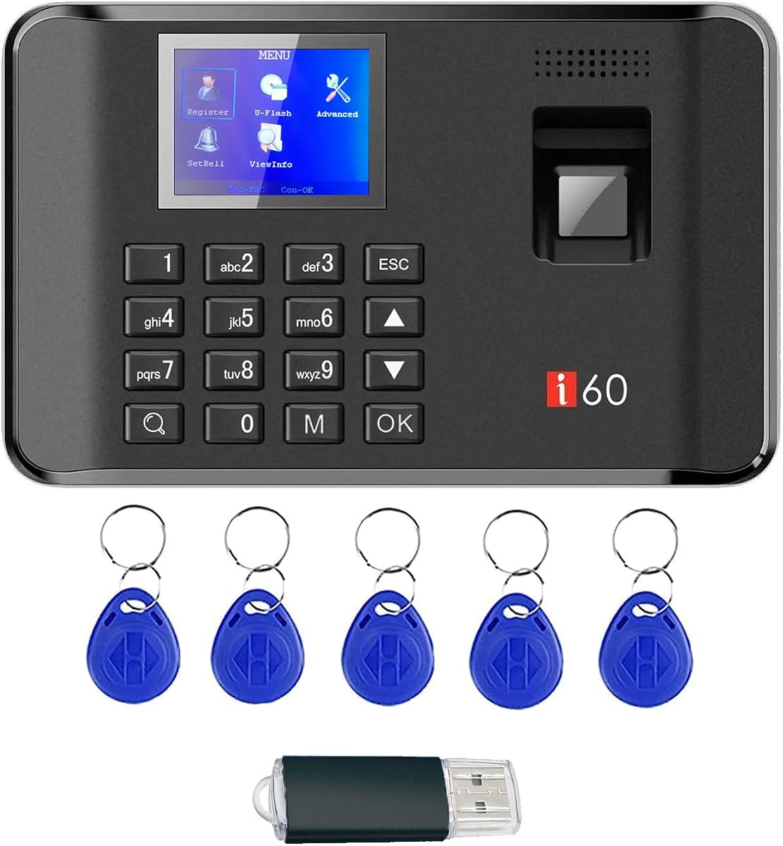 WEELIAO Fingerprint Time Clocks for Employees Small Business, Time Attendance Terminal Clock Machine with Fingerprint, Password, RFID Card,Office Punch Clock Automatic Report Generation