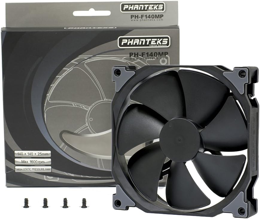 Phanteks PH-F140MP_BBK_PWM, 500- 1600RPM, Frame/Blades 140mm, Radiator Fan, Black