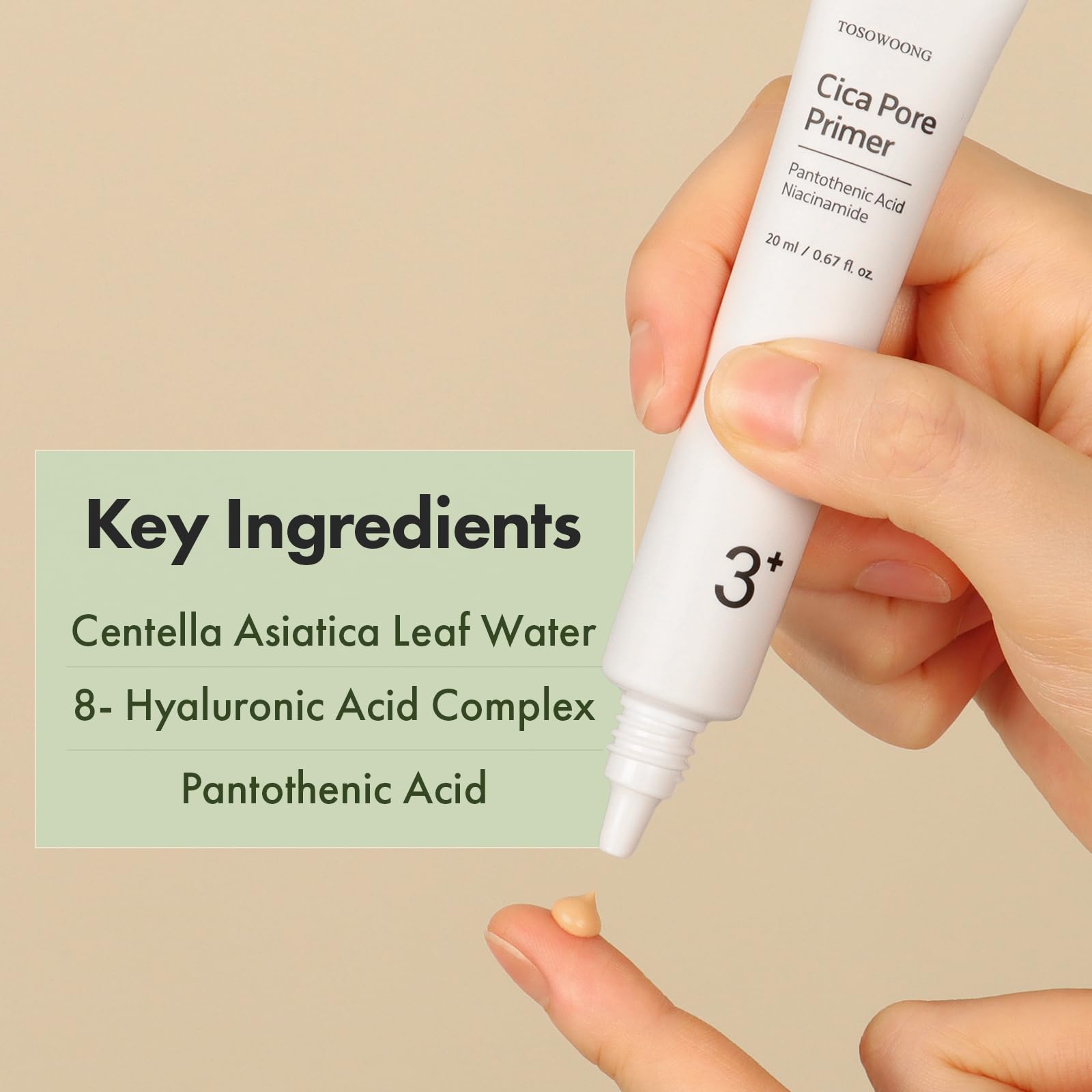 TOSOWOONG Primer Cica per i Pori, primer viso opaco, minimizza i pori, controllo del sebo, migliora l’aspetto di linee sottili e rughe, trucco a lunga tenuta, K-Beauty, 20ml