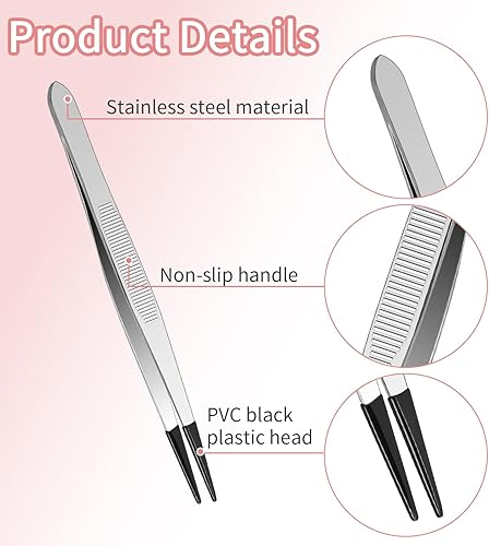 Miniatura 3 de Juego de 4 pinzas con puntas de goma, pinzas recubiertas de PVC, pinzas de punta recta de goma, pinzas de punta plana de goma, pinzas largas