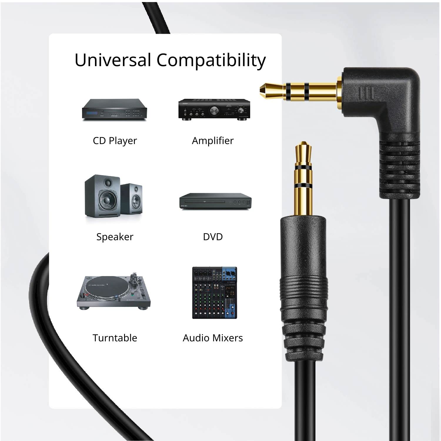 TNP Cavo audio 3,5 mm maschio-maschio AUX (0,91 m) - cavo AUX angolato a 90�� - connettore TRS placcato oro per cuffie per autoradio, smartphone, tablet, computer, altoparlante