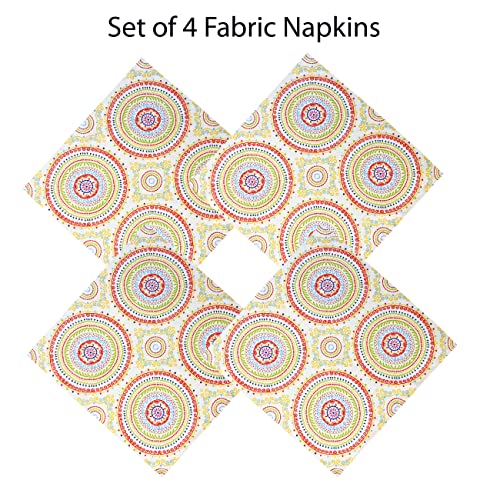 Newbridge Multicolor Circle Stitch Contemporary Boho Chic Print Indoor/Outdoor Soil Resistant Fabric Tablecloth, 60 X 120 Oblong/Rectangle, Multicolor #TOP3