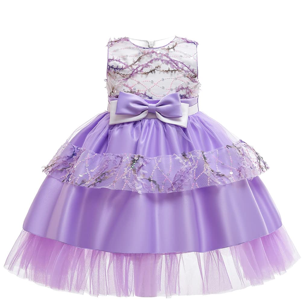 Robe de princesse élégante violette à paillettes filles - 7
