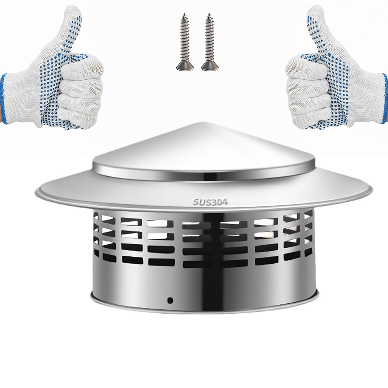 MYXJGNAIY Chimney Cover Rain Outside Cone Top Chimney Cap with Mesh Screen 3inch 7.9inch 15.7inch Fireplace Flue Lid Stainless Steel, for Wood Oil Stove Fireplace Exhaust Cap(3in)
