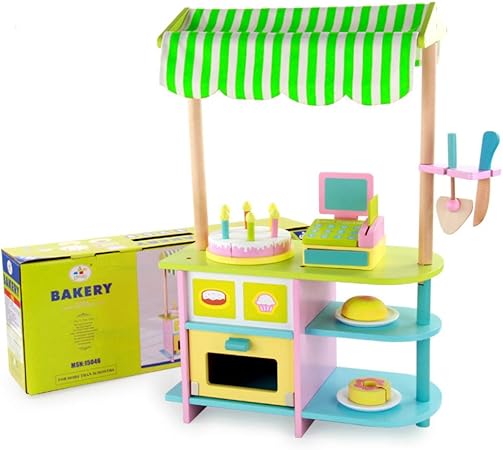 Amazon おままごと ケーキ屋 パン屋 お店屋さんごっこ 木製のおもちゃ 切れるケーキ 切る遊び 木のレジ付き 子供のおもちゃ 知育玩具 誕生日 クリスマス プレゼント お店屋さん おもちゃ