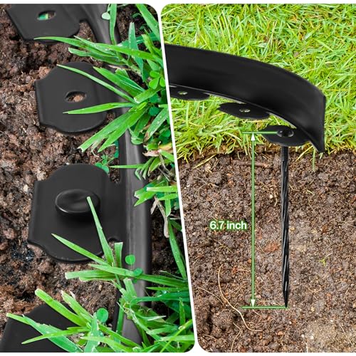Sasylvia 2.5'' x 200' Landscape Edging Kit Edging Border Coil Include 120 Anchoring Spikes 10 Connectors Plastic Garden Border for Lawn Garden Grass Yard Home(Black) by Sasylvia - Image 3