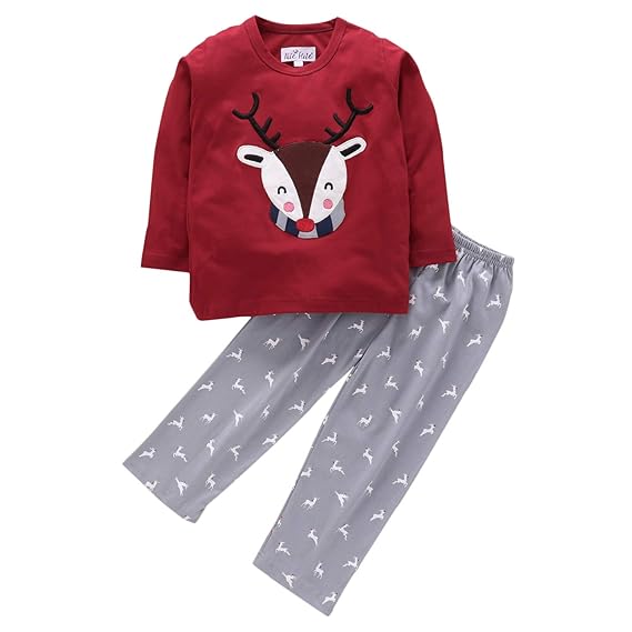 NITE FLITE Boys & Girls Cotton Printed Top and Pyjama Set Pack of 1