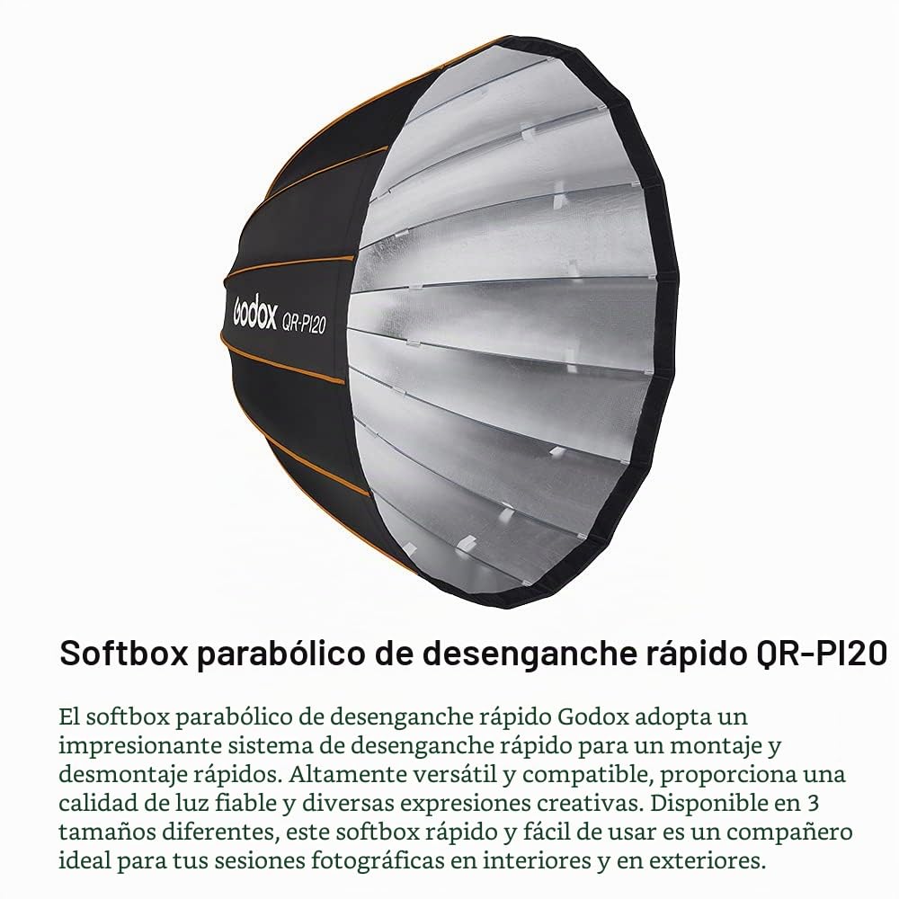 GODOX QR-P120 Professional Parabolic Softbox 120cm Difusor Bowens Mount con Bolsa de Transporte para fotografía de Estudio