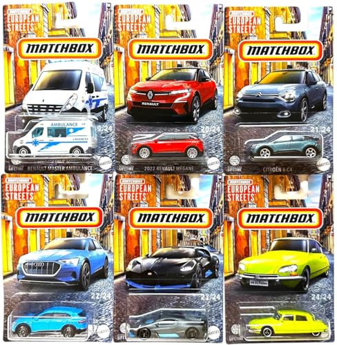 Set 6 autos Matchbox European Streets 1:64 miniatura 1