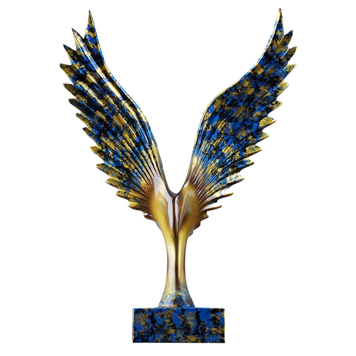 GHKryD statue, Bald Eagle Statue Unfurling Its Wings Ornaments Resin Sculptures Home Office Figurine Decor(Blue C)
