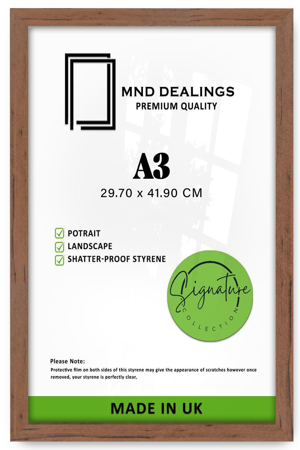 Mnd Dealings Walnut | Mdf Wood Poster Frame A3 (29.70 X 41.90 Cm) Picture Frame For Portrait, Landscape & Wall Décor, Medium Modern Mdf Finish For Professional Display [ ]