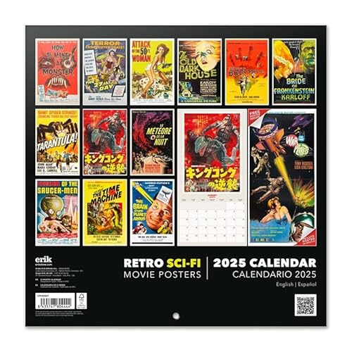 Calendário de parede retrô de ficção científica 2025 30,5 cm x 30,5 cm FSC® sem plástico - começa se