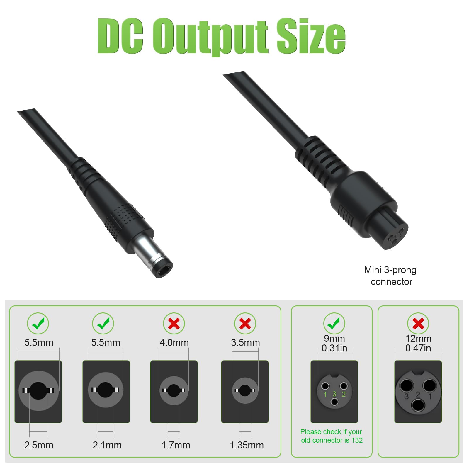 42V Compact Electric Scooter Hoverboard Charger UL Certified Safe Powerful Small with 2 Common Connecotors for Hover-1 Gotrax — view 5