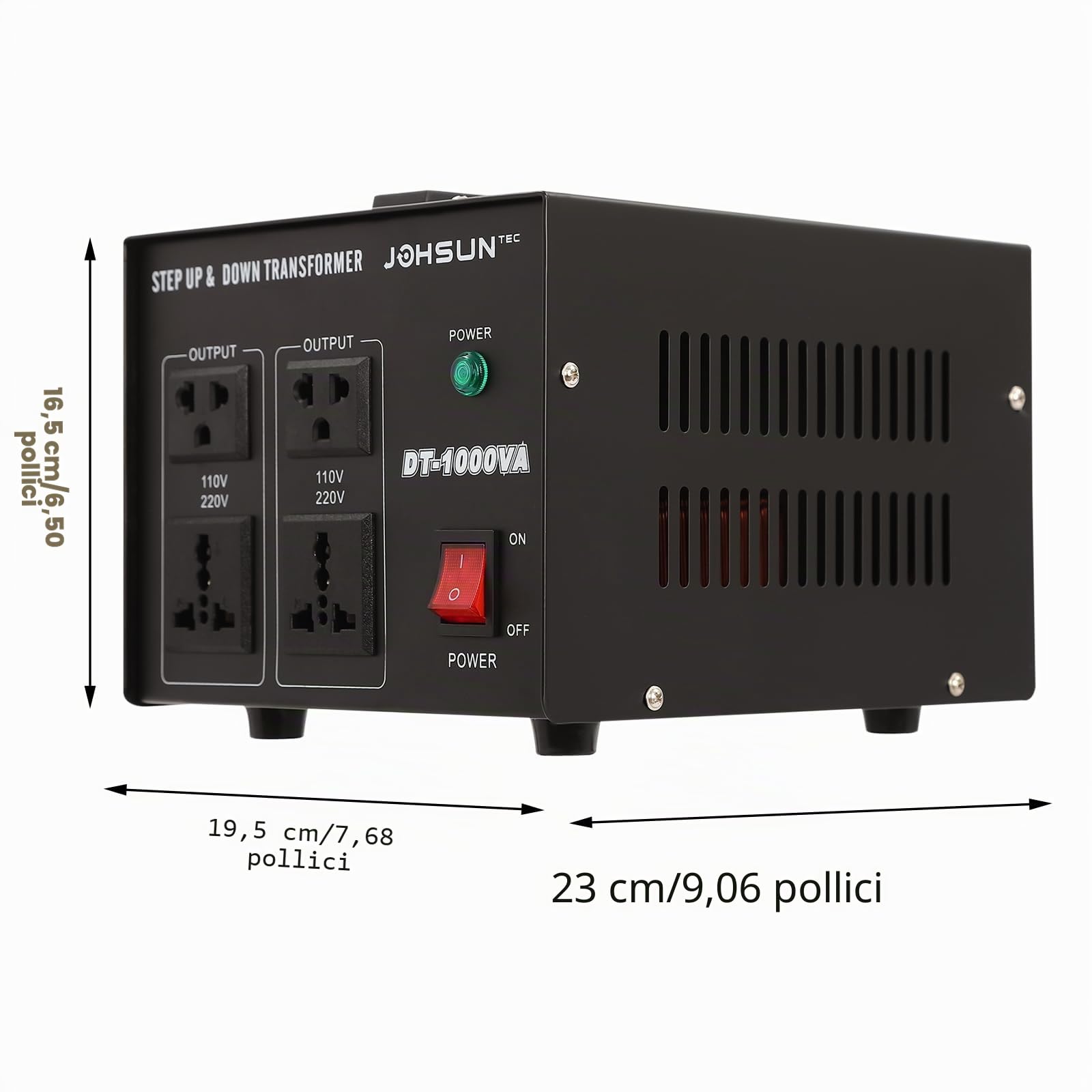 Trasformatore di tensione, 110 V, 220 V, adattatore da viaggio per tutti i dispositivi elettronici ed elettrici (1000 W)