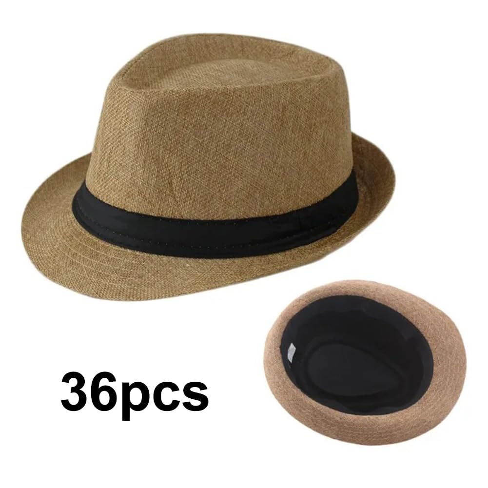 Sombreros Panamá de ala Corta, Sombreros Fedora Unisex para la Playa, Ideales para Fiestas, Disfraces y Bodas.