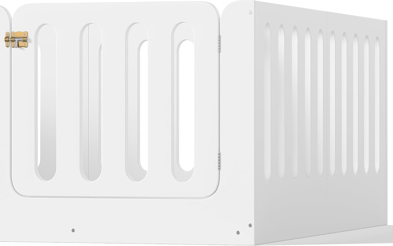 Bellemave Queen Floor Bed with High Rails and Door, Queen Size Wood Montessori Floor Bed Frame, Low-Profile Design, Easy Assemble, Multi-Functional Play & Sleep Space, White