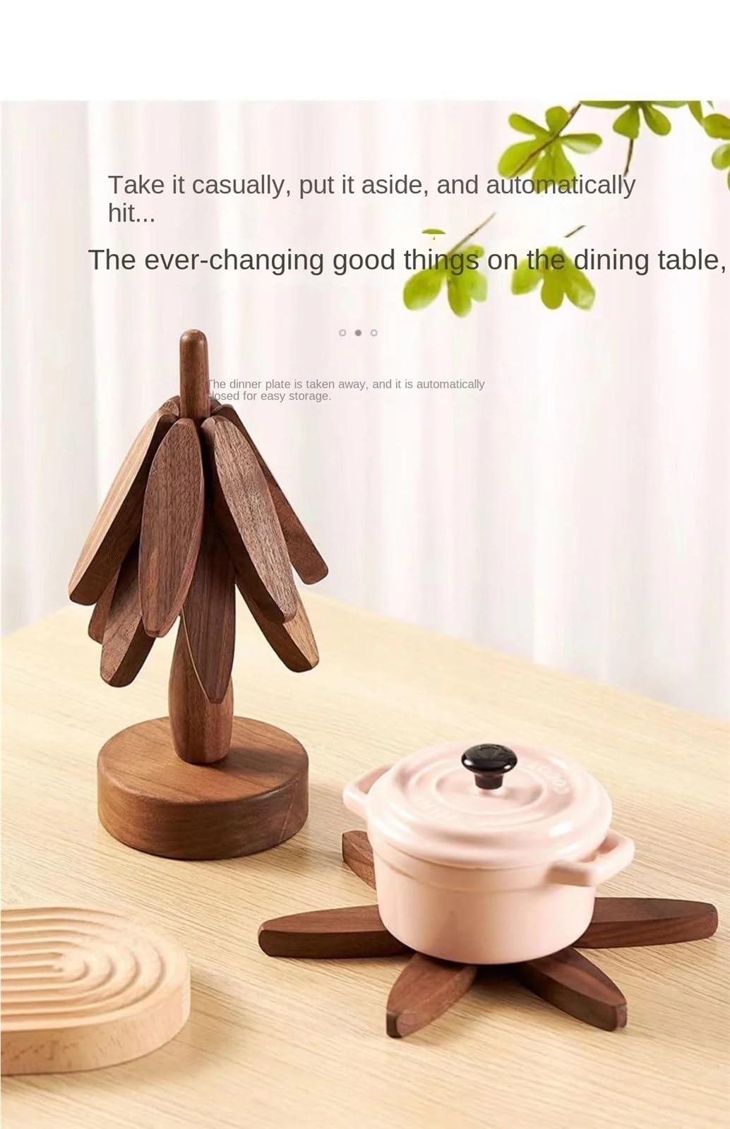 Salvamanteles de Madera antiescaldaduras con diseño árbol Nogal, Decorativos, Resistentes al Calor, for Mesa, Posavasos, Almohadilla Aislante, Cuenco para Ollas y Sartenes Calientes