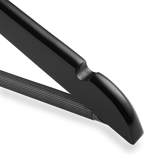 Miniatura 3 de Casafield - 10 perchas de madera negra para trajes. Madera de loto de primera calidad con muescas y gancho giratorio cromado para ropa, abrigos,