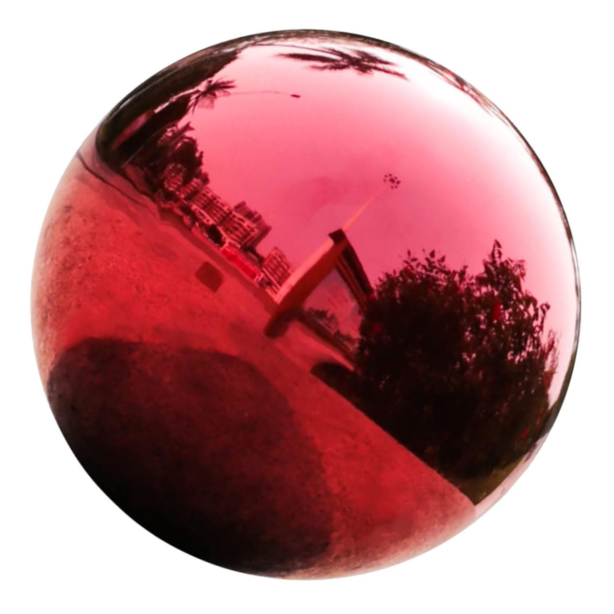 UPKOCH Stainless Steel Gazing Ball Red Gazing Globe Mirror Garden Decor Outdoor Reflective Ball
