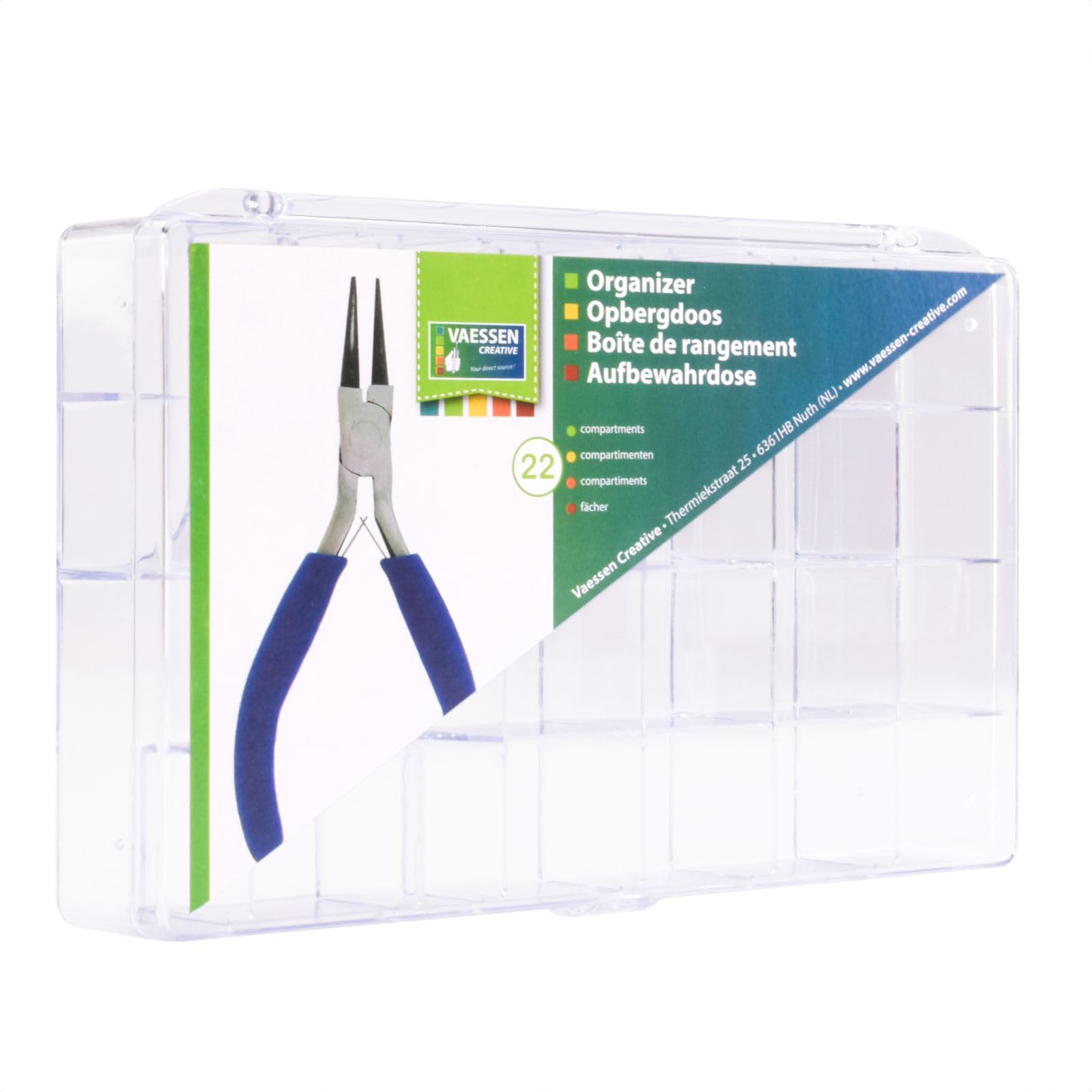 Vaessen Creative Storage Box with 22 Compartments, Transparant, One Size
