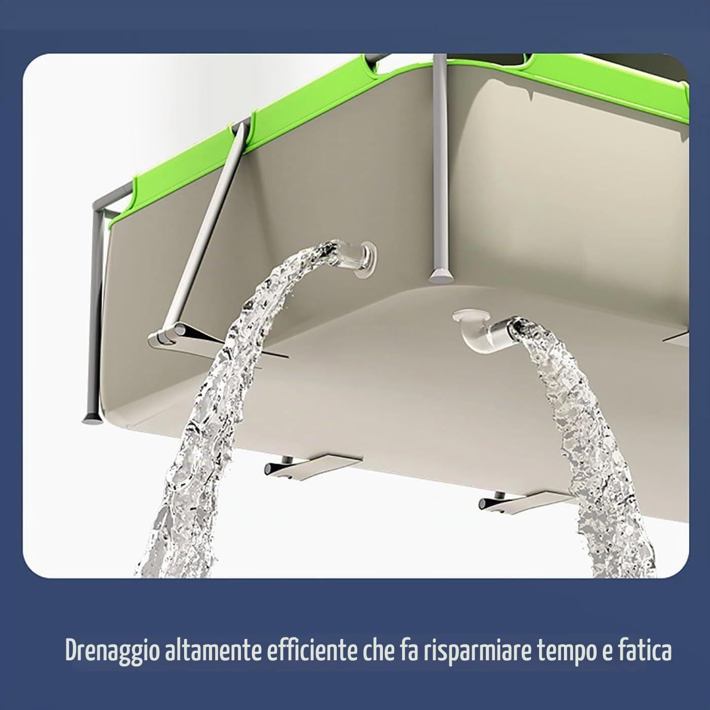 Piscina con struttura in metallo, piscina fuori terra rettangolare con telaio in acciaio, PVC resistente, non gonfiabile, facile da montare per cortile e giardino