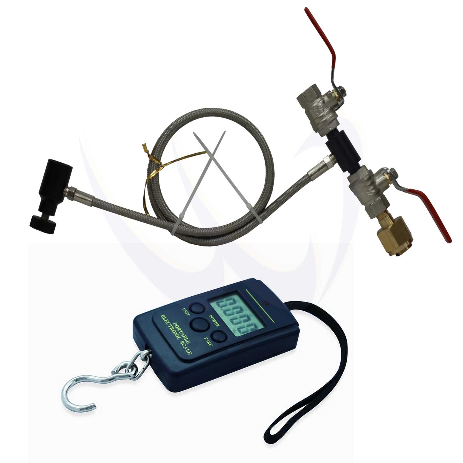 WaveToGoPaintball CO2 Fill Station Tank – Dual Valve with 50" Stainless Steel Braided Hose + Digital Scale – Heavy Duty CO2 Refill Station for Paintball, Aquarium, and Kegerator Tanks
