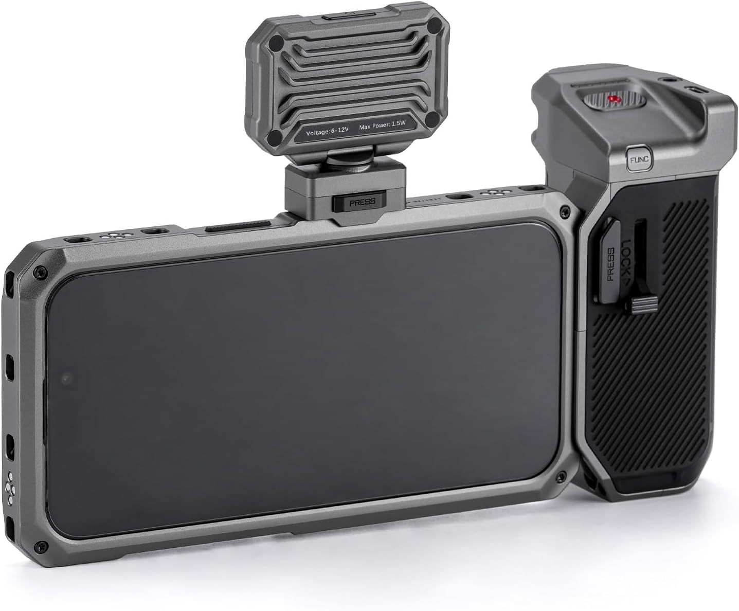 Tilta Khronos Basic Kit Compatible with iPhone 15 Pro - Space Gray | Includes Case, Mini LED Light, and Focus Handle | Mobile Filmmaking System