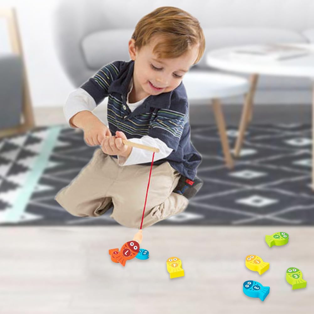 8 Cannes à Pêche Magnétiques En Bois – Jeu éducatif Enfant – Pêche Aimantée – Dès 3 Ans