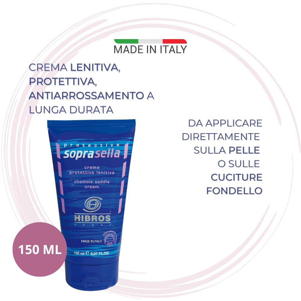 Hibros Crema Soprasella Lenitiva Idratante Protettiva Anti Sfregamento - Fondello Ciclismo Sottosella - Bici Corsa Sport Uso Sportivo Running 150 ml