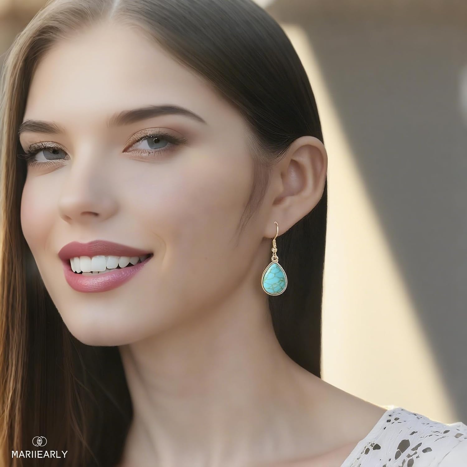 Turquoise And Gold Earrings;Turquoise Drop Earrings For Women 14k Gold Plated Turquoise Dangle Earrings Turquoise Jewelry For Women - Image 5