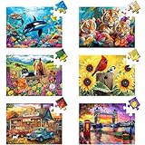 6 Pack 24 Large Piece Puzzles for Seniors Puzzle Dementia Alzheimer's Products Activities for Elderly Adults Easy Jigsaw Puzzle Alzheimer's Gift for Patients in Nursing Home with 6 Storage Bags