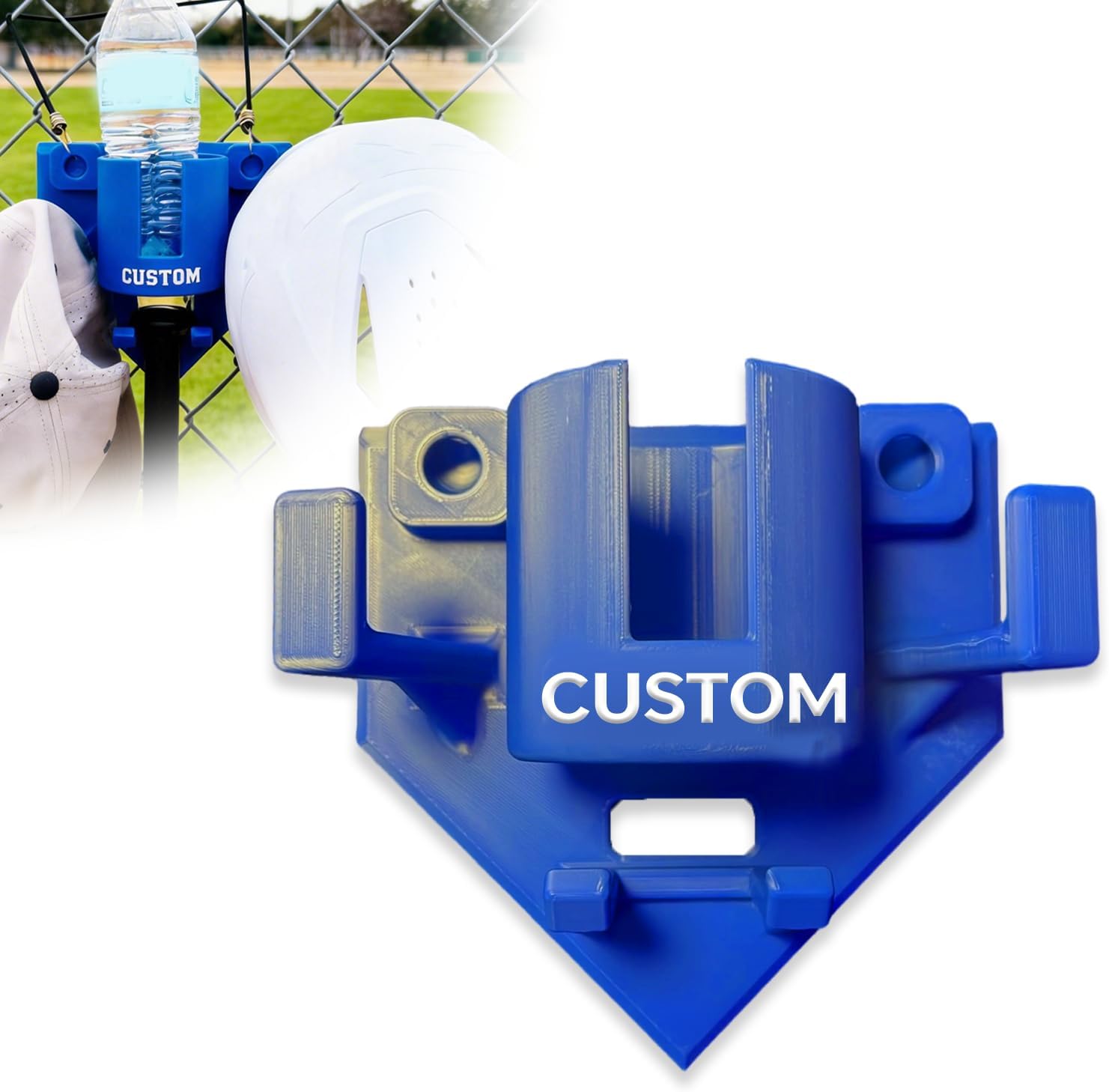 Custom Name Baseball Softball Organizer for Team Players | Helmet Bat Holder with Carabiner | Durable Fence Mount Gear Storage Rack for Dugout Accessories
