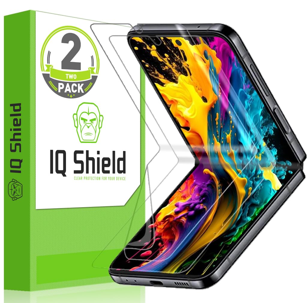 IQShield Screen Protector Compatible with Samsung Galaxy Z Flip 4 (2-Pack) Anti-Bubble Clear TPU Film