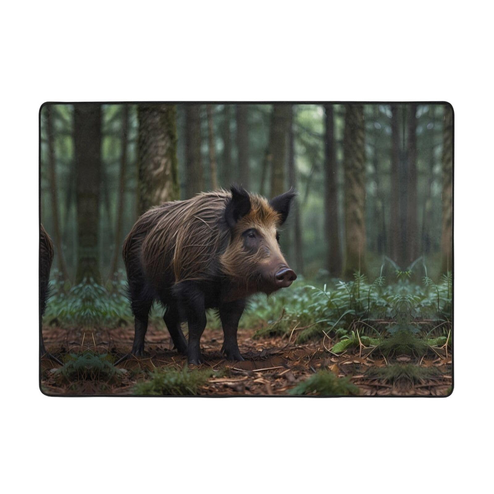 Tapis imprimé forêt de sanglier sauvage grand format 203x147 cm pour salon