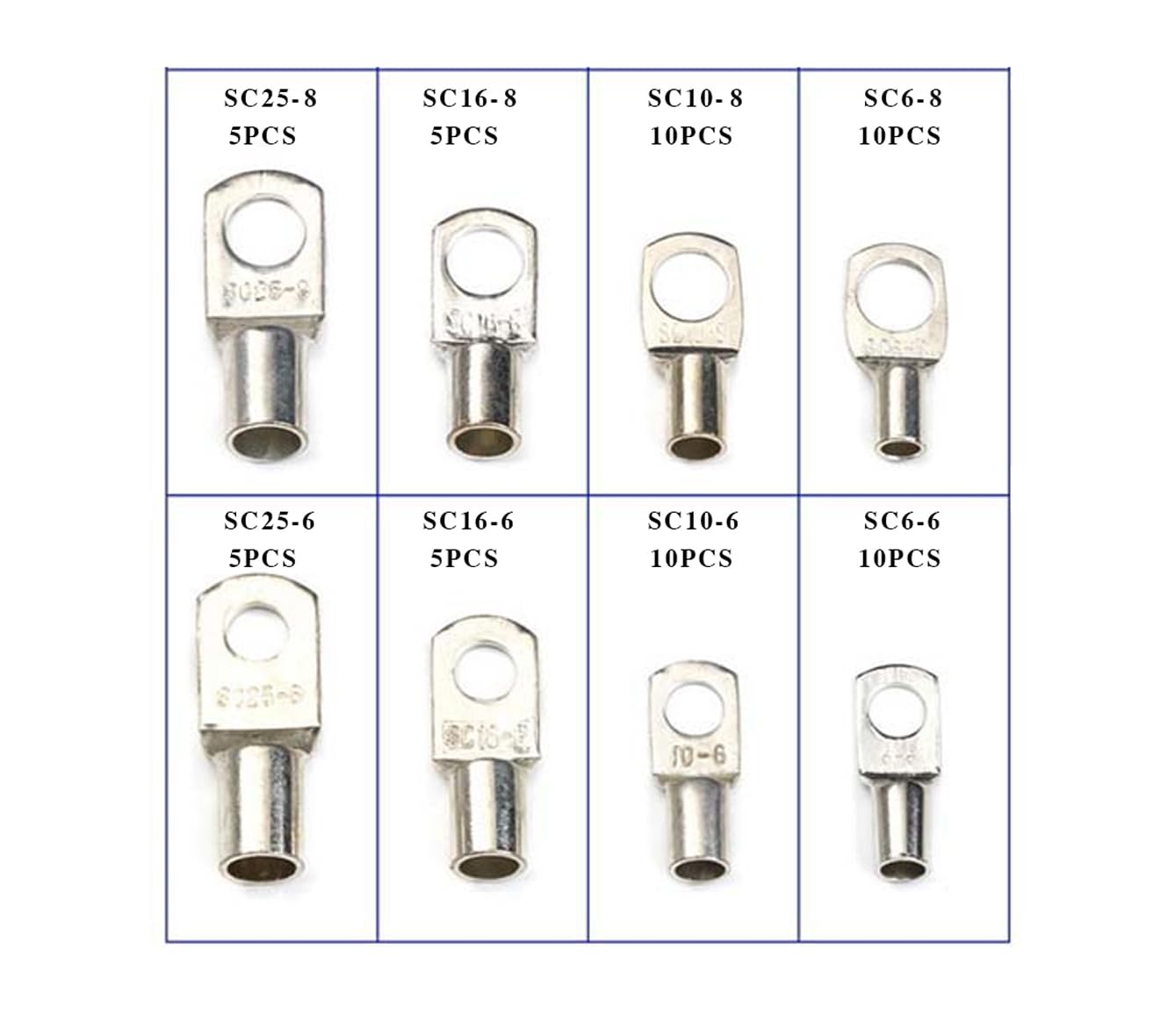 VEDA 60 PCS SC Terminals Wire Terminals Connector Cable Lugs Ring Battery Terminal End Kit with Storage Box - Perfect for Marine, Automotive, and Electric Applications