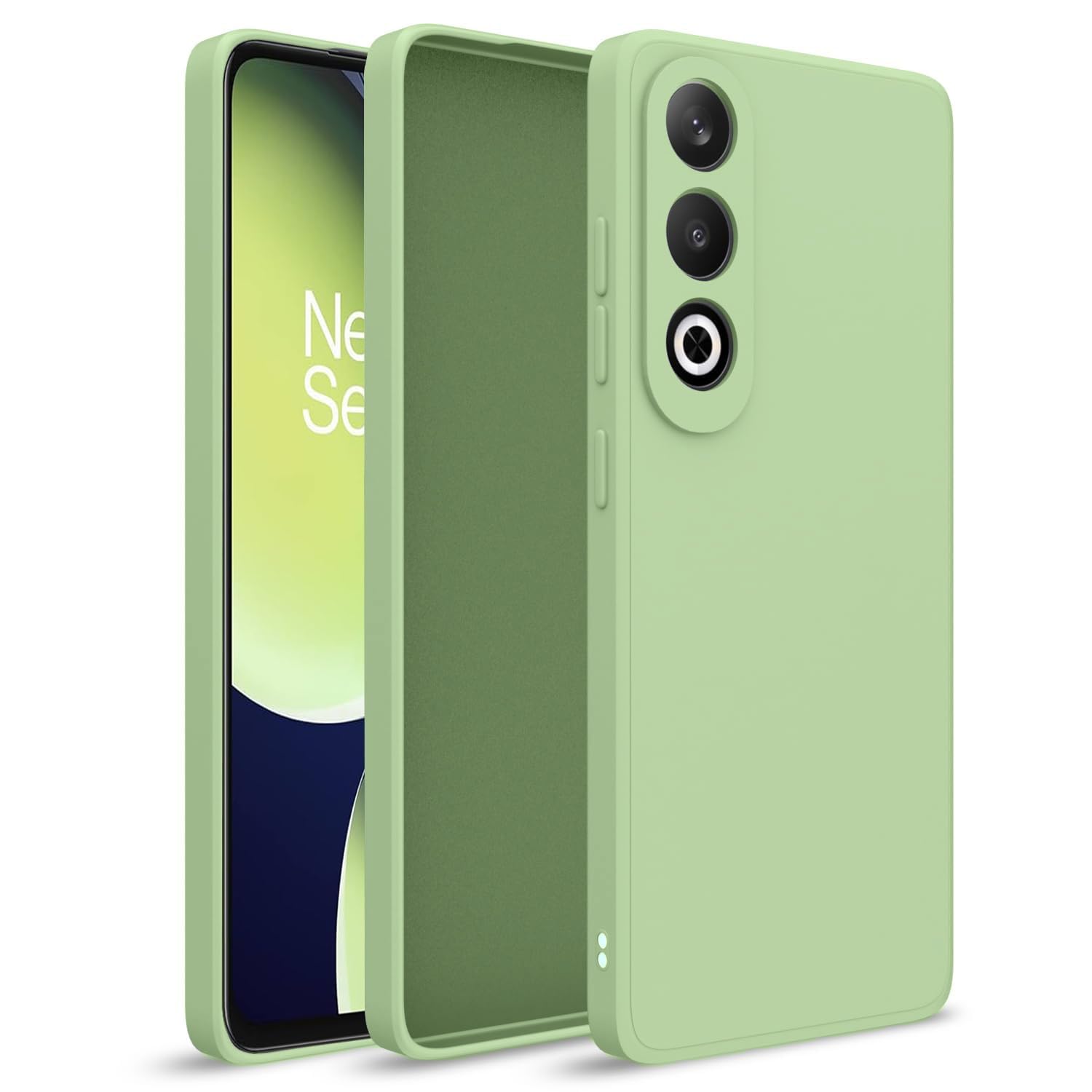 DIZORO Microfiber Candy Case Compatible for OnePlus Nord CE 4 5G Smooth Touch Cushion Liquid Soft Silicone Gel Rubber Phone Cases Non-Slip Full Body Protective Shockproof Back Cover - Matcha-image-27